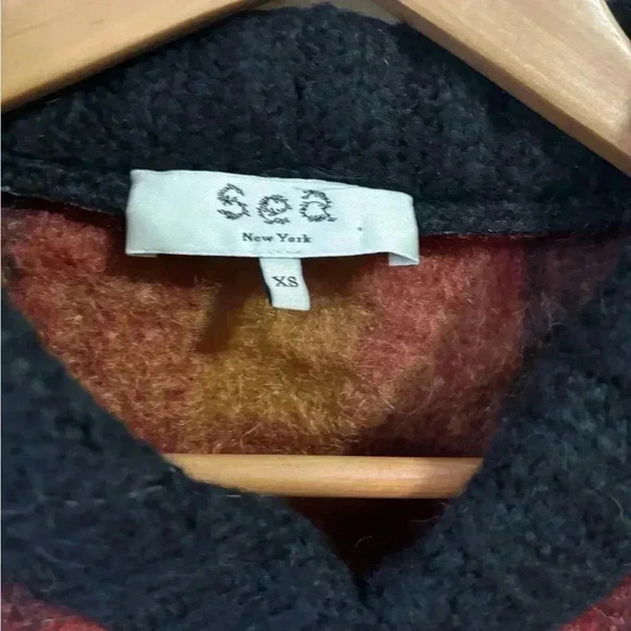 SEA New York Maryam V Neck Mohair Sweater Multi Plaid Size XS - Picture 5 of 13